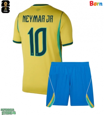 Brasilien Neymar Jr #10 Replika Babytøj Hjemmebanesæt Børn VM 2026 Kortærmet (+ Korte bukser)
